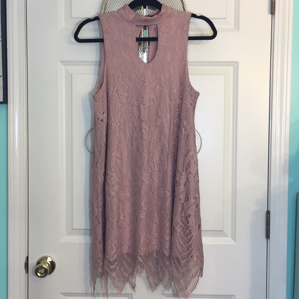 love, Fire Bare Pink Lace Dress
